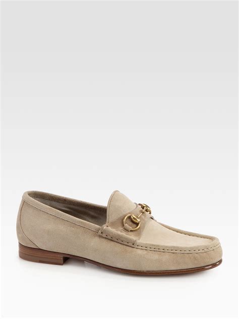 vintage gucci beige suede loafers mens with gucci g buckle|gucci loafers men monogram.